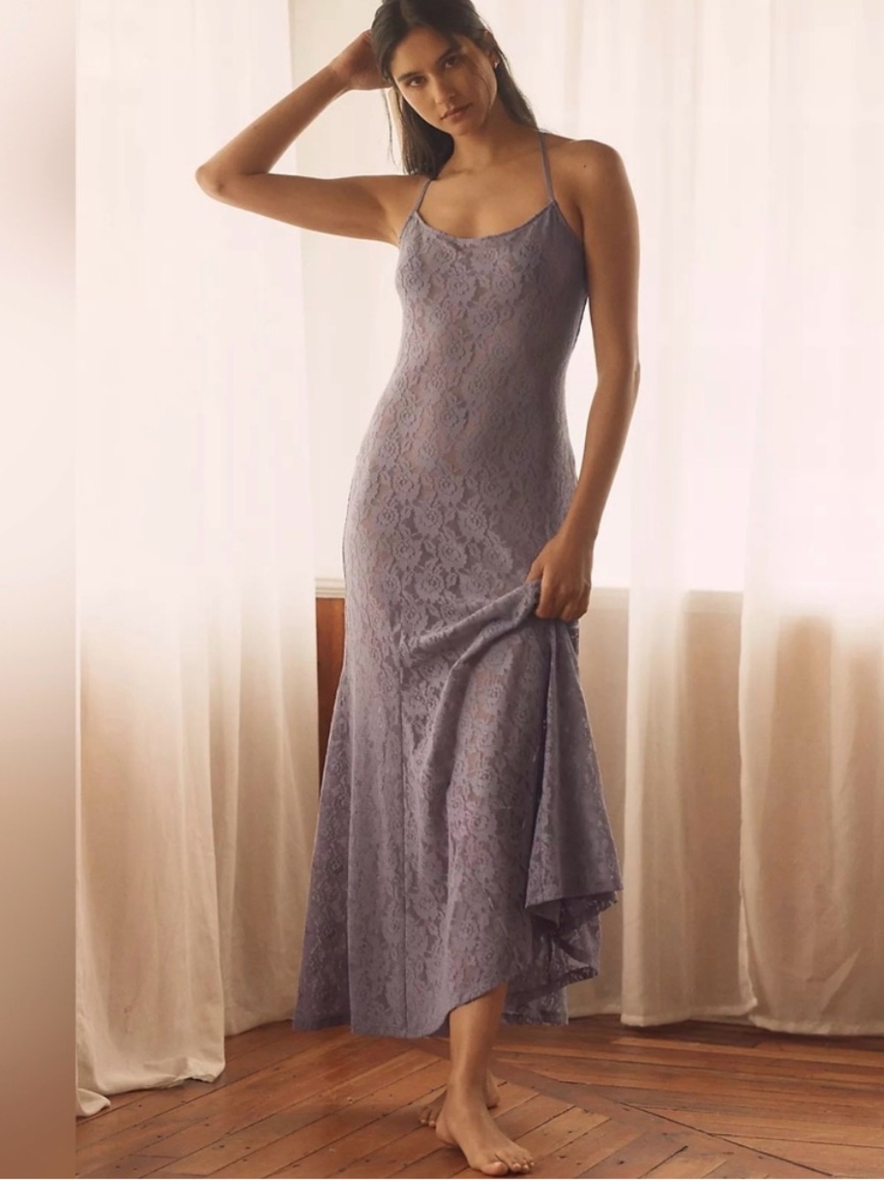 Anthropologie Lyre Bird lace maxi size XL